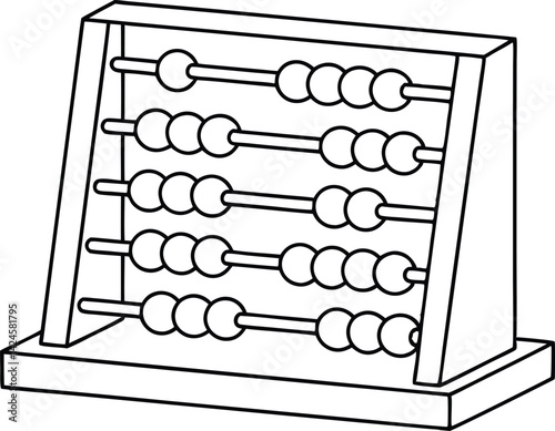 Outline Abacus with Beads on Rods Counting Tool on Transparent Background