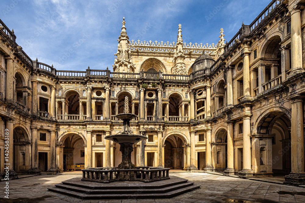 Obraz premium Main cloister of the Monastery of the Order of Christ, Convento de Cristo in Tomar, Portugal.