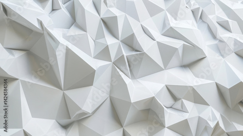 Abstract 3d render, white geometric background design.