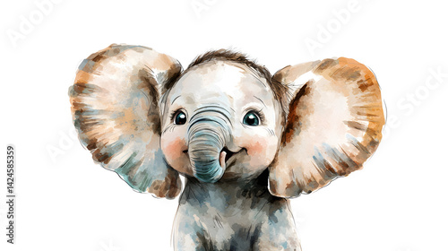 A baby elephant with its trunk up and its ears down. Generated using AI.