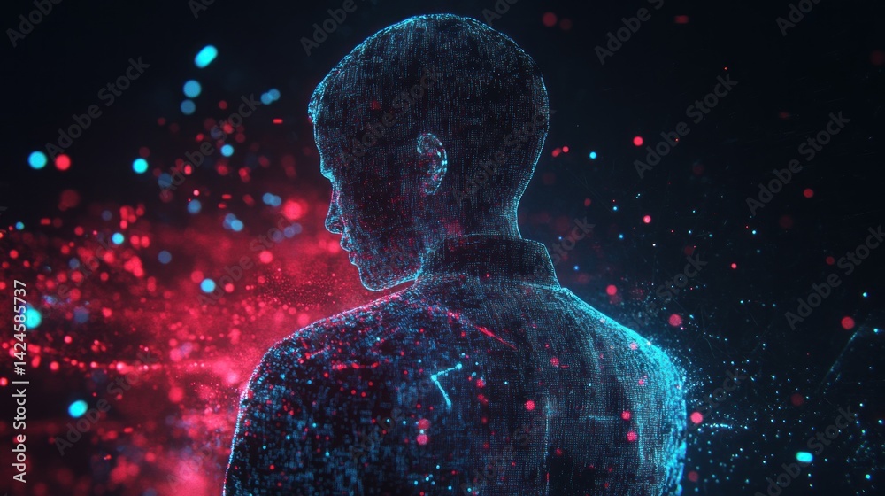 Fototapeta premium Digital Persona: A Cyberpunk-Inspired Portrait