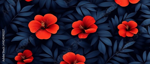 Vibrant Red Flowers Dark Leaves