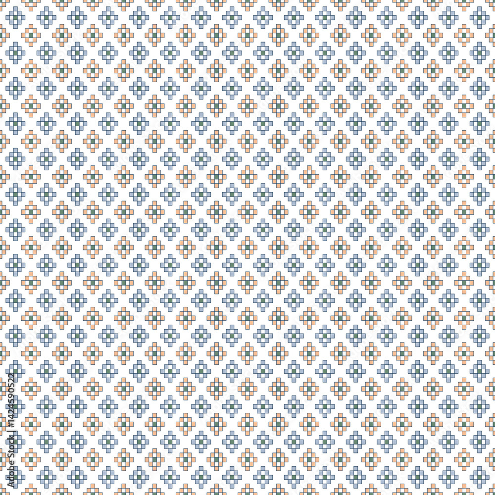 Seamless Retro Pixel Art Pattern in Blue
A digitally crafted seamless pixel pattern featuring alternating light blue and peach geometric motifs on a black background. Ideal for textile design, wallpap Seamless Retro Pixel Art Pattern in Blue
A digitally crafted seamless pixel pattern featuring alternating light blue and peach geometric motifs on a black background. Ideal for textile design, wallpap