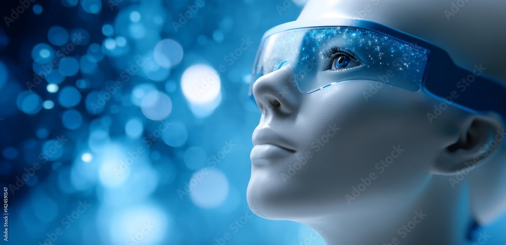 Man puts on goggle headset to enter virtual reality world Man puts on goggle headset to enter virtual reality world