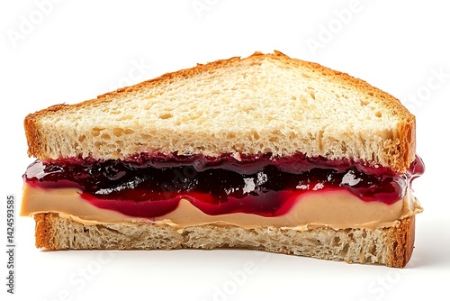 Stacked PB&J Sandwich with Jelly Oozing Out
