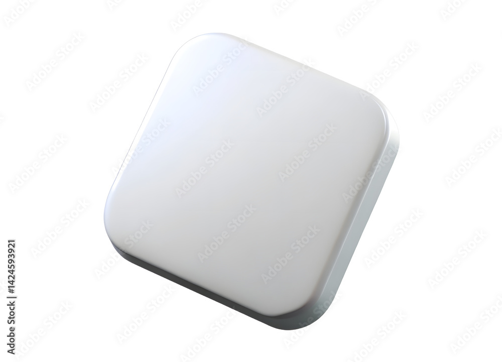 3D Render White Square Object with Rounded Corners Image Isolated on Transparent Background. Cartoon Plastic Style Icon. 3D Render White Square Object with Rounded Corners Image Isolated on Transparent Background. Cartoon Plastic Style Icon.