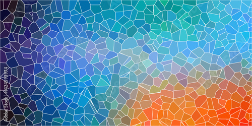 Abstract mosaic polygonal and tiles wallpaper. Papercut geometric mosaic tiles pattern background. Abstract multicolored geometric glass fragments pieced background. cement kitchen decor.