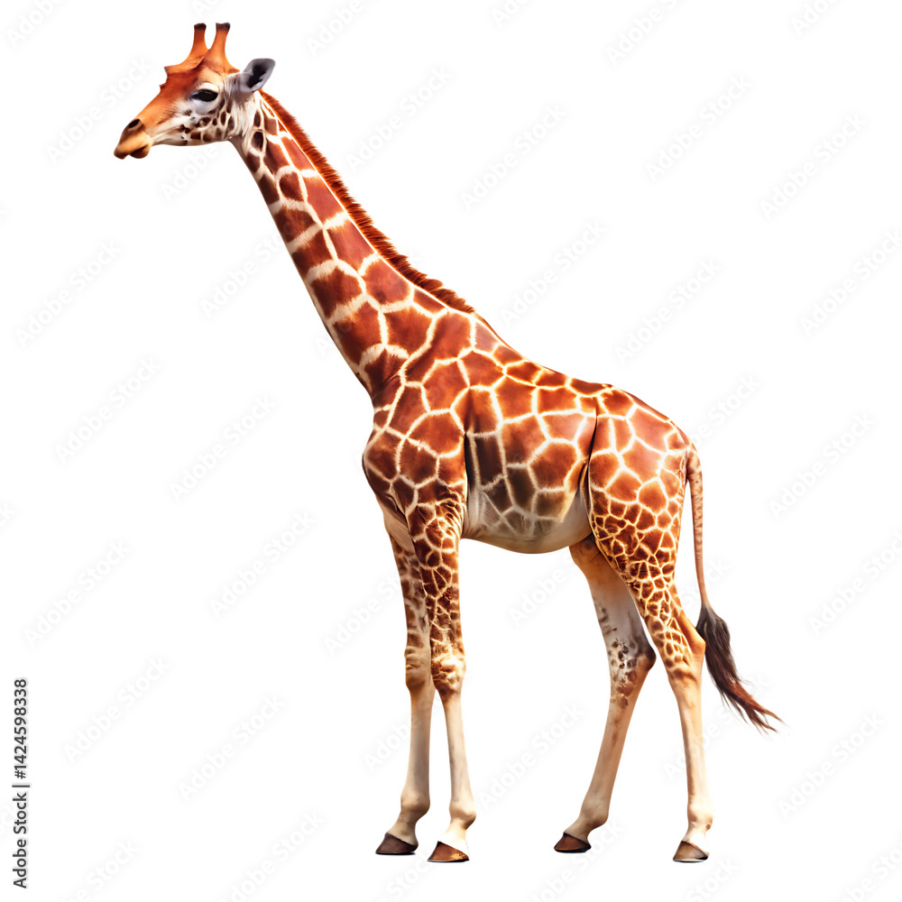 Fototapeta premium A giraffe isolated white background PNG