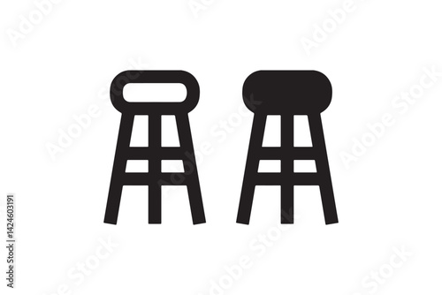 Black stool icons in simple flat style Vector