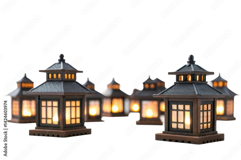 Fototapeta premium Decorative lanterns create a warm ambiance for outdoor gatherings and evening events