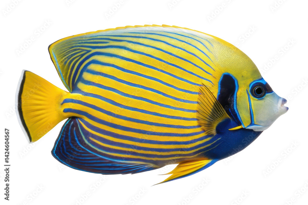 Naklejka premium Brightly colored marine fish showcasing vivid patterns and colors in an underwater environment ideal for ocean exploration