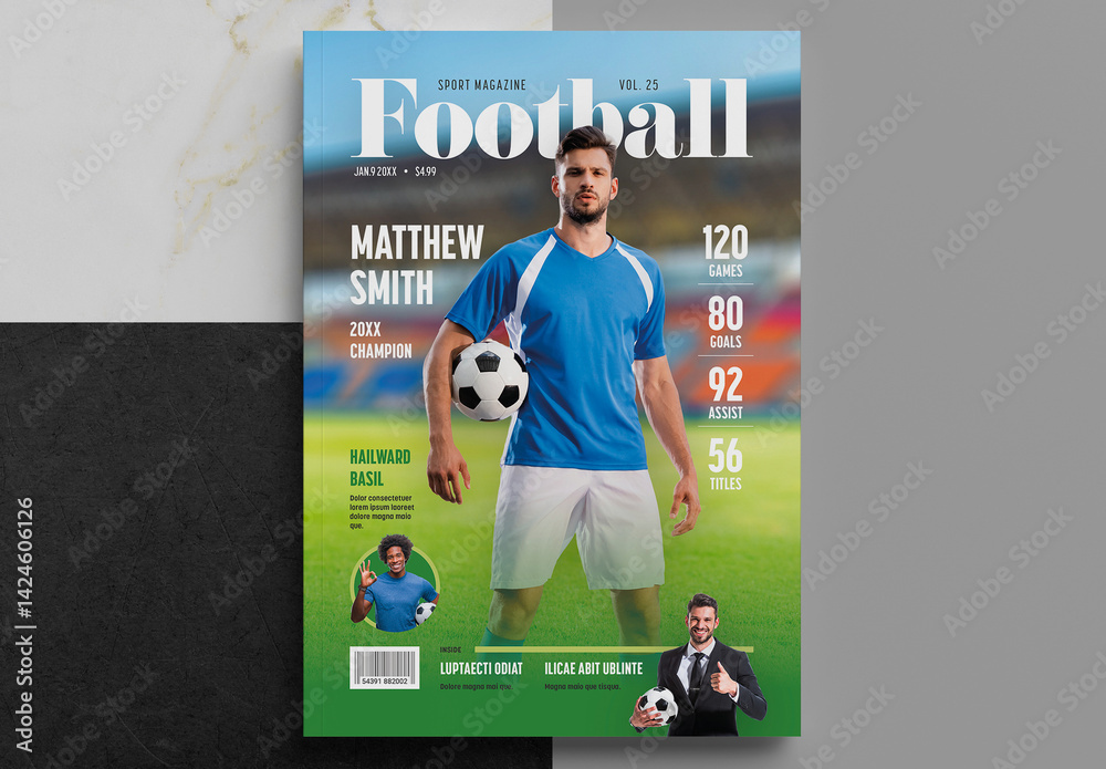 Football Magazine Examples Football Sport Magazine Cover Layout Stock Template | Adobe Stock