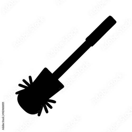 Toilet bowl brush black silhouette vector image for cleaning bathroom fixture and hygiene routine
