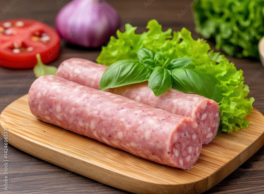 Delicious Smoked Sausages: A Fresh Culinary Still Life Delicious Smoked Sausages: A Fresh Culinary Still Life