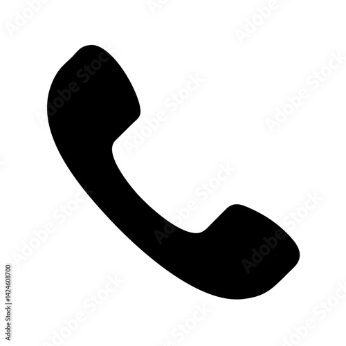 Black telephone receiver vector icon for call support and communication sign and symbol design element