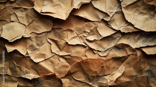 Abstract composition of crumpled brown paper textures