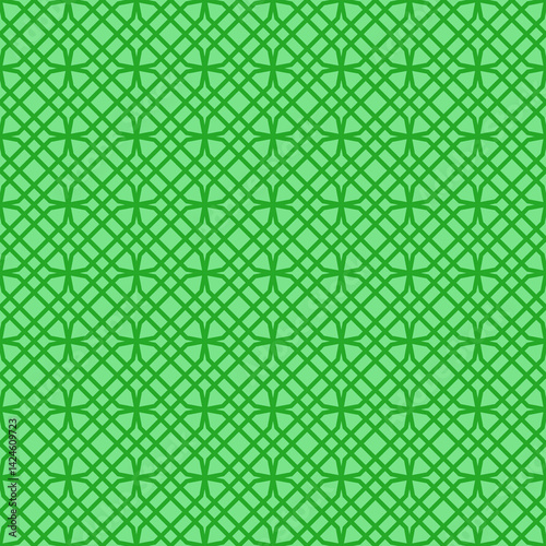 Geometric seamless pattern. Green, monotone, lines, squares, green, decoration, natural, nature, fresh. Vector
