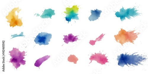 Set of colorful paint splatter abstract vector texture background. Set of abstract watercolor water splash background.	