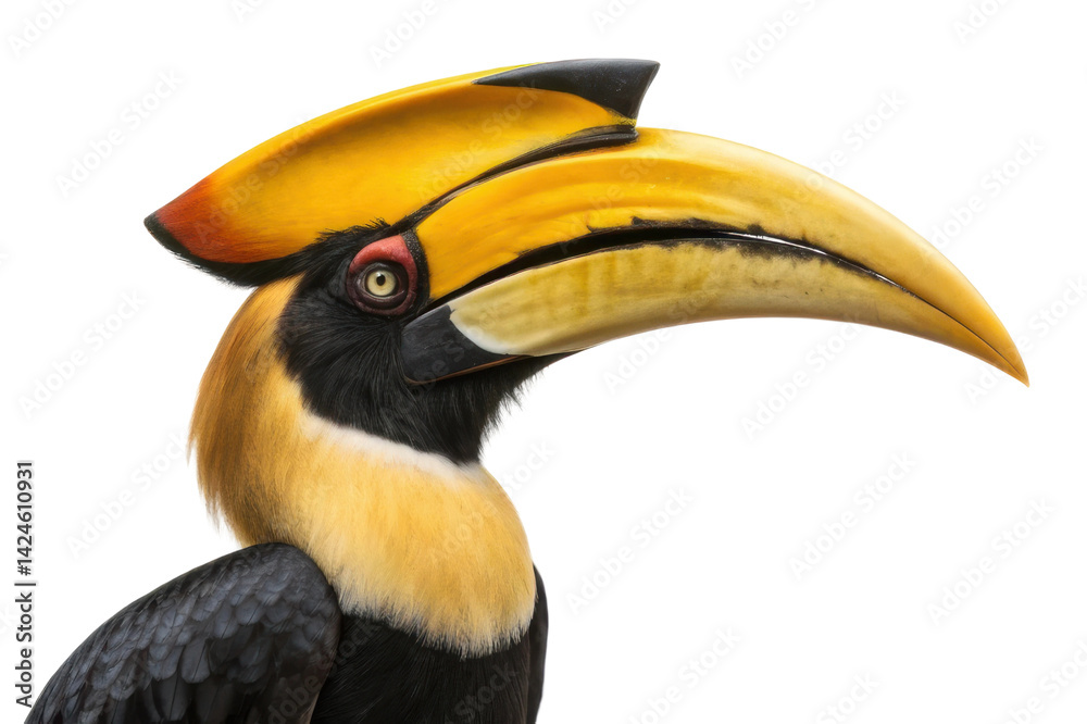 Vibrant hornbill bird with a striking yellow crest showcasing its unique features and beauty Vibrant hornbill bird with a striking yellow crest showcasing its unique features and beauty