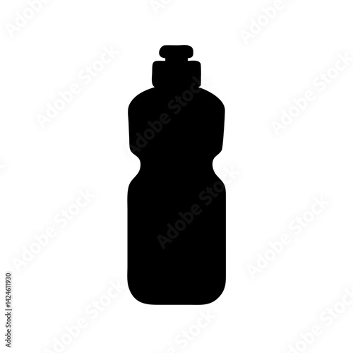 Download black silhouette of plastic bottle container for liquid soap or detergent vector image