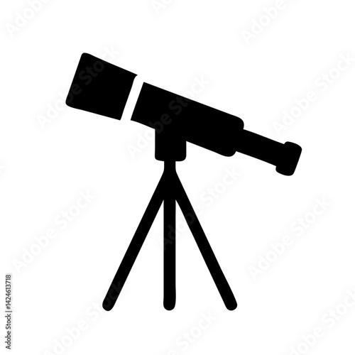 Telescope vector icon for astronomy stargazing and science observation equipment design and use case