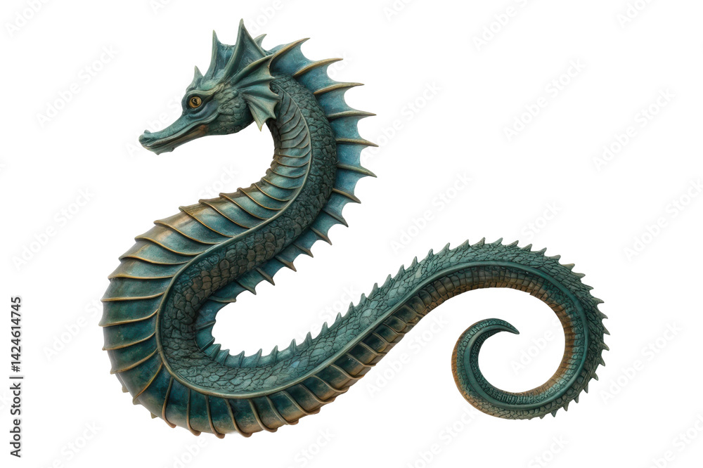 Obraz premium Serpentine dragon illustration with detailed scales and dynamic pose for creative projects and fantasy themes