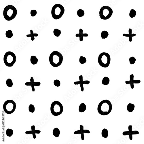 Abstract Pattern of Circles and Plus Signs