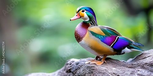 mandarin duck in natural ecosystem