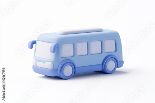3D icon of a pastel-colored school bus with soft rounded shapes in yellow, pink, and blue tones. Minimal design perfect for kid-friendly visuals, apps, or educational content.