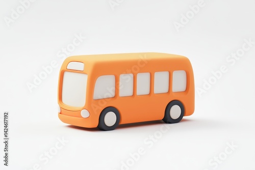 3D icon of a pastel-colored school bus with soft rounded shapes in yellow, pink, and blue tones. Minimal design perfect for kid-friendly visuals, apps, or educational content.