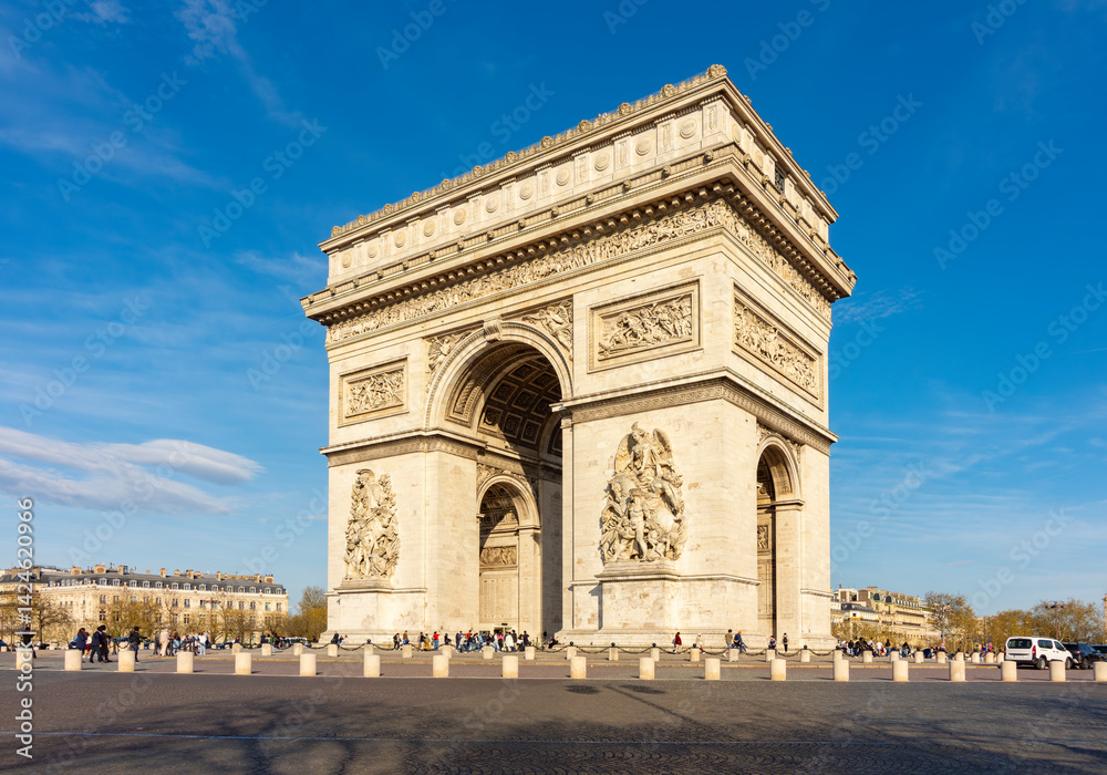 Fototapeta premium Triumphal arch (Arc de Triomphe) on Charles de Gaulle square in Paris, France