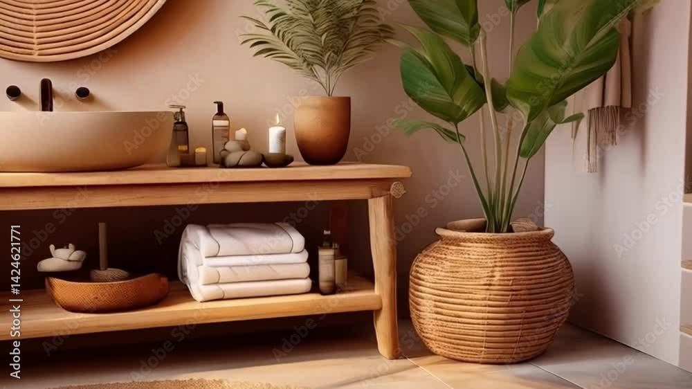 Exklusives Boho-Badezimmer mit luxuriösem Spa-Flair