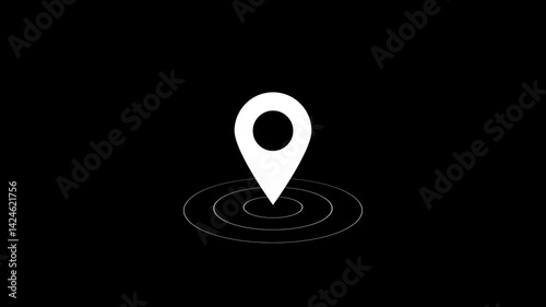 Location tracker pin pointer with radio waves target place fix place concept.