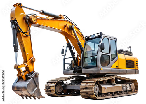 Excavator png heavy construction machinery excavation shoveling machine excavator transparent isolated on white background PNG
