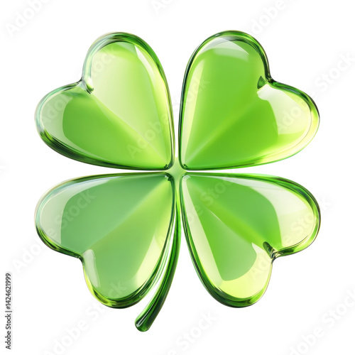 PNG Green four-leaves clover-shaped leaf illustration four-leaf glossy.