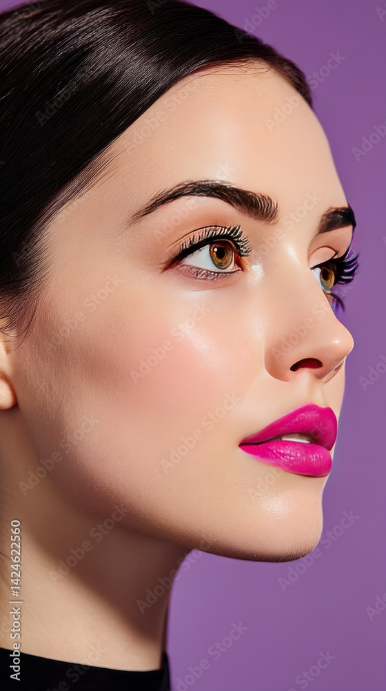 Close-up portrait of a woman with vibrant makeup. Close-up portrait of a woman with vibrant makeup.