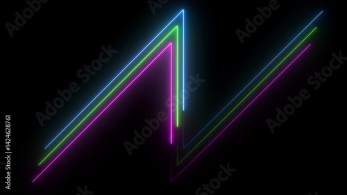 Abstract neon stripes background in rainbow colour. Seamless looped animation video footage  4k .