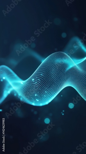 Abstract Teal Wave Digital Art: A Symphony of Light and Data