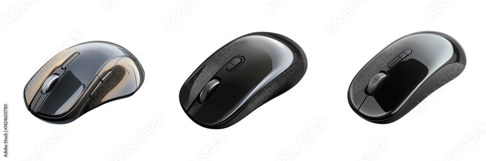 A sleek, modern ergonomic wireless computer mouse placed on a transparent background (5) A sleek, modern ergonomic wireless computer mouse placed on a transparent background (5)