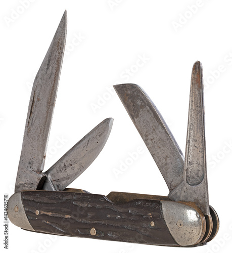 Hunting pocket knife on an isolated background.
 photo