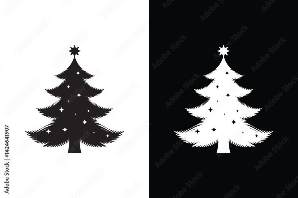 Obraz premium Christmas Tree icon vector on White Background ,Vector Art Illustration on white background.
