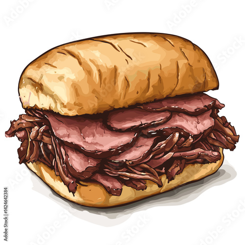 Pit Beef Sandwich with Smoky Rare Roast Layers