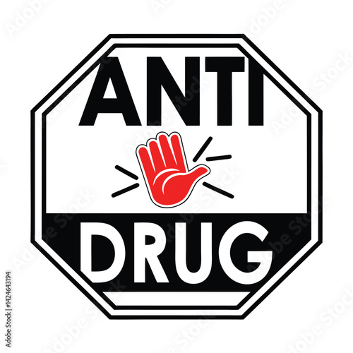 Anti drug campaign, red hand symbol 