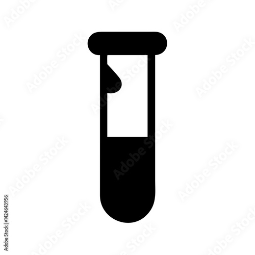 Test tube vector icon, science lab equipment for medical research and chemical experiments use, black