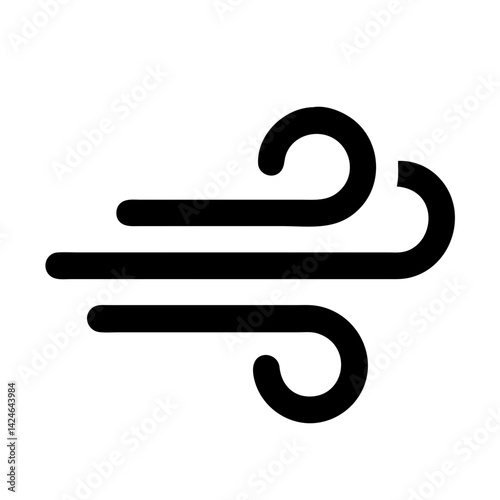 Windy weather icon vector illustration of wind blowing air flow symbol isolated on white background