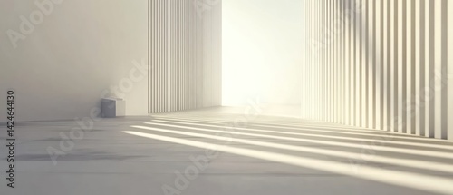 Serene Minimalist Architecture: Sunlit White Corridor