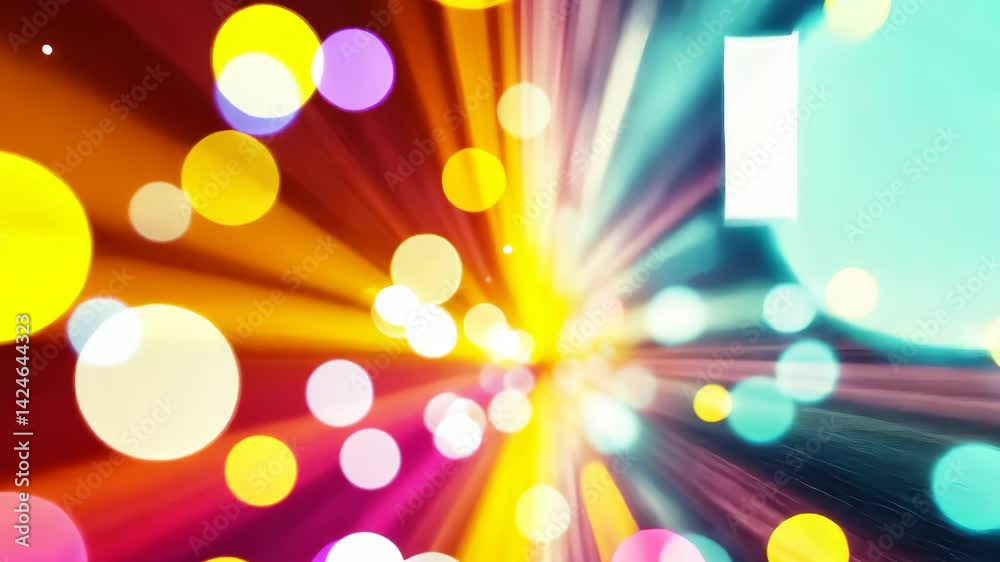Colorful light bursts and bokeh motion in dynamic abstract background
