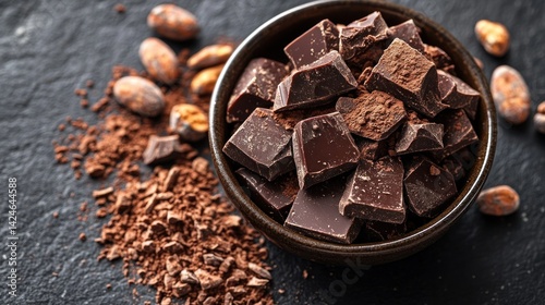 Dark chocolate chunks in a bowl (1)