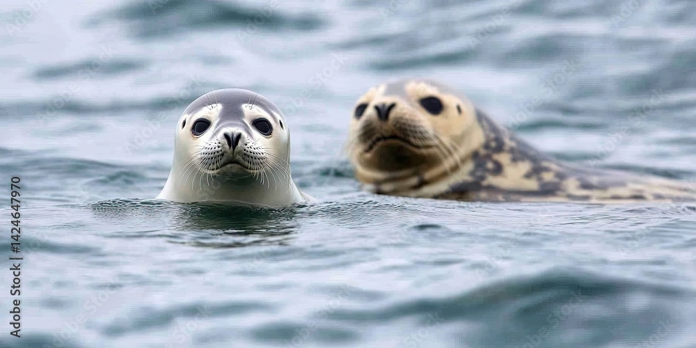 Fototapeta premium baby seal with adult 