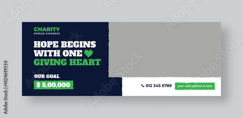 Donation charity social media facebook cover banner | Fundraising event web banner | Nonprofit campaign promotion | Humanitarian aid community